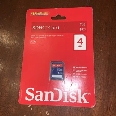 New Sandisk SDHC Secure Digital High Capacity Card 4GB Class 4 Camera Camcorder - Image 1 of 2