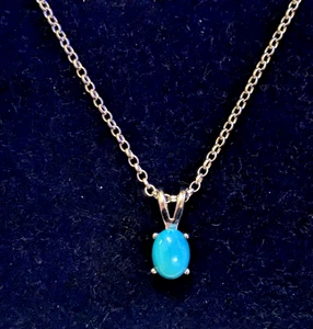 Petite Gemporia sterling silver & sleeping beauty turquoise pendant & chain - Picture 1 of 5