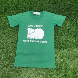 Vintage 70s Good-Shepherd Sheep Shirt XS 16x25 Green - Picture 1 of 12