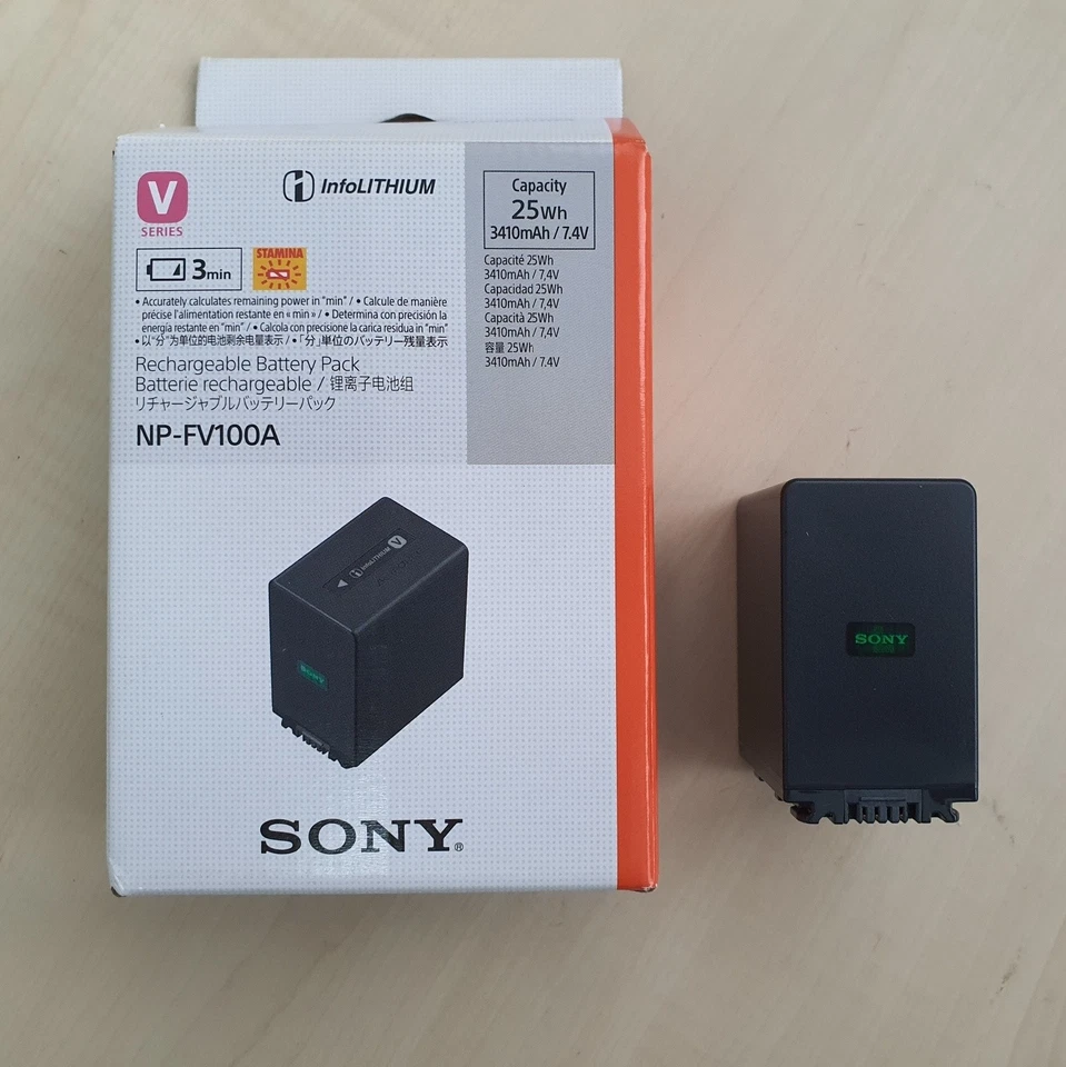 Batería Sony NP-FV100A 7.4V 3410mAh Serie V BC-QM1 AC-QCV10 para FDR-AXP35 CX900 Foto 1 de 4