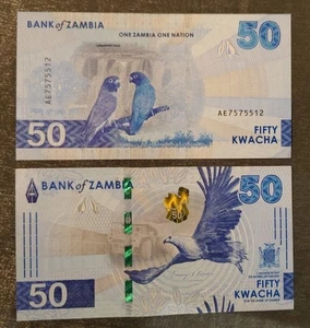 Zambia __ 50 Kwacha 2024 (2025) UNC P. W64 - Parrots Lemberg-Zp - Picture 1 of 1