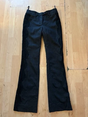 Pantalones ROBERTO CAVALLI Gris Oscuro Lana Virgen Y2K Talla XS O 38 Negro Encaje M15 Foto 1 de 4
