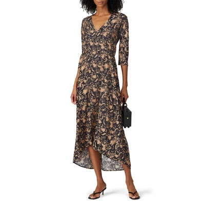 Zero + Maria Cornejo Isie черный напечатано шелк высоты низкого v-образным вырезом платье размер 10 - Изображение 1 из 4