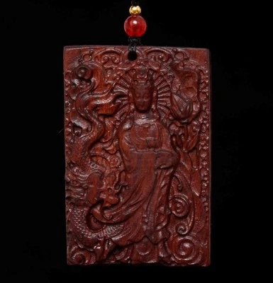 Colgante chino de madera tallada 25G con Buda Guanyin A319 Foto 1 de 4