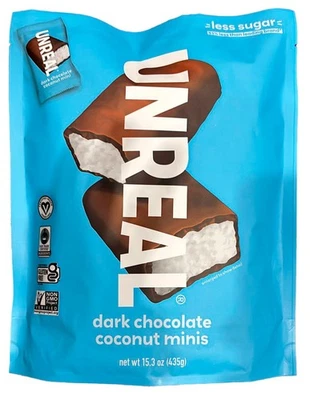 Bolsa Unreal Dark Chocolate Coconut Minis 15,3 OZ - Vegana Sin Gluten Sin OGM Foto 1 de 2