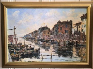 Henri Édouard BARGIN (1906-1980) "Les Martigues le port" Marine Öl auf Leinwand - Bild 1 von 24