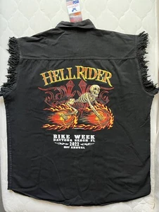 Daytona Beach Bike Week Weste Fransen ärmellos Biker Wear Gr. XL Hell Rider - Bild 1 von 5
