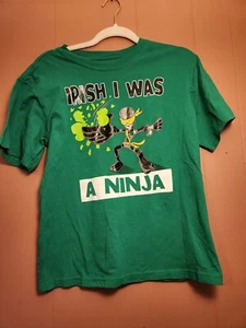 Shamrock Boys XL 1/416 Green Graphic T-shirt Irish Irish I Was A Ninja Graphic - Picture 1 of 4