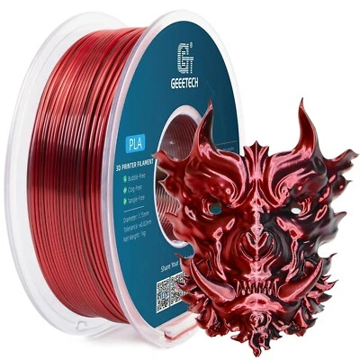 Filamento de impresora 3D Geeetech Silk PLA 1 kg 1,75 mm Silk negro y rojo color mezclado