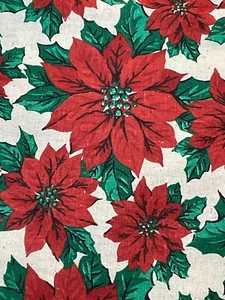 Vintage Holiday Poinsettia Durable & Resistant to Wear & Tear Crafting Fabric - Picture 1 of 6