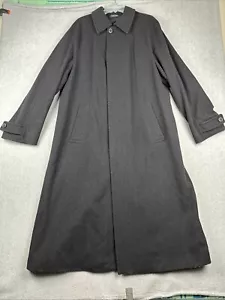 Hugo Boss Overcoat Men 42L Black Formal Long Trench Button Up Topcoat Wool Blend - Picture 1 of 10