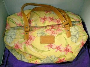 Caribbean Joe Handbag Purse 2pc set Travel Canvas Floral Print Large Tote clutch - Picture 1 of 6