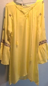 Angelas Mode Damen gelb langes Hemd oder kurzes Kleid Größe Small Glockenärmel - Bild 1 von 10