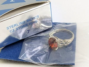 Vtg AVON Sterling Silver CZ Scroll Synthetic Oval Ruby Ring Sz 7 NEW w/ Box 2004 - Picture 1 of 12