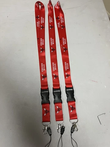 Chicago Bulls Basketball NBA Lot Of 3 Lanyard Key Ring Keychain Safety Clip Cover