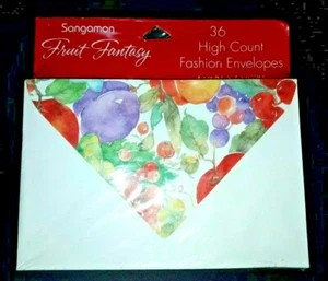 Sangamon Vintage Fruit Fantasy Fashion Envelopes - 36 Count - New & Sealed - Picture 1 of 2