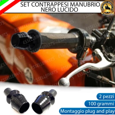 SET CONTRAPPESI MANUBRIO BILANCIERI STABILIZZATORI MOTO SCOOTER ALLUMINIO NERO - Immagine 1 di 3