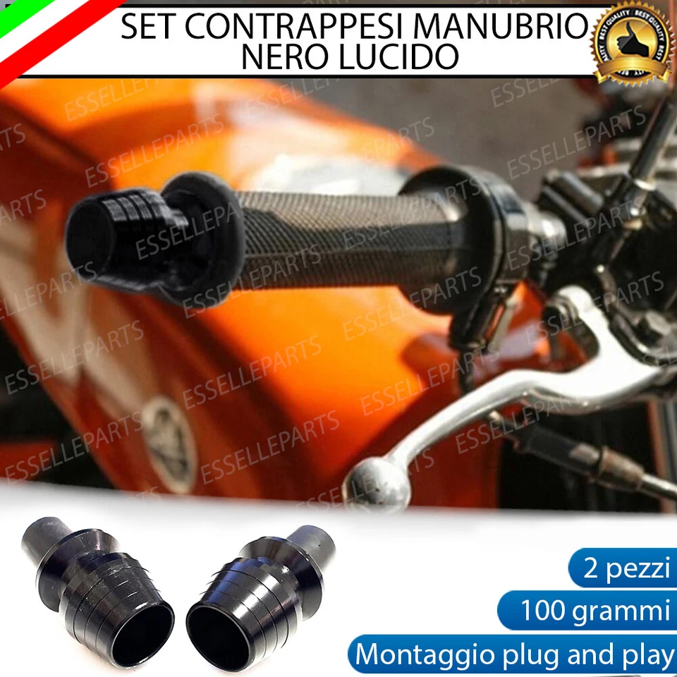 SET CONTRAPPESI MANUBRIO BILANCIERI STABILIZZATORI MOTO SCOOTER ALLUMINIO NERO - Immagine 1 di 3