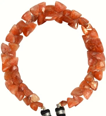 Natural Gem Beads for Jewelry Making 6-9mm Size Sunstone Trillion Shape Beads 8" - Image 1 of 4