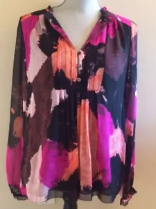 DIANE VON FU ANNALISE TOP, DANCING EXPLOSION RUFFLED BLOUSE SIZE 8 IN MULTICOLOR - Picture 1 of 6