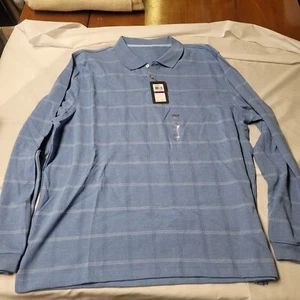 NWT Van Heusen Classic Flex Long Sleeve Polo Shirt Mens XXL Blue - Picture 1 of 5