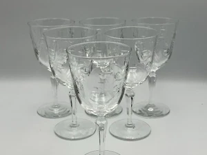 Sei (6) bicchieri da vino vintage modello Libbey Christine incisi floreali - Foto 1 di 10