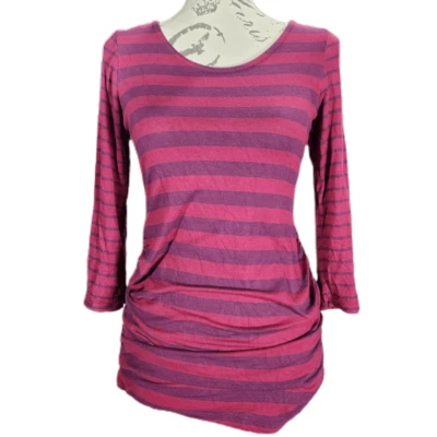 Jessica Simpson Maternity 3/4 sleeve pink striped top - Image 1 of 4
