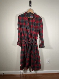 Vintage Pendleton Wool Robe SzM Maclean Tartan Plaid Cuff Sleeves Pockets Belted - Bild 1 von 8