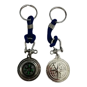Quality Blue Corded Metal Compass Keyring Keychain Father's Day Gift Idea - Picture 1 of 1