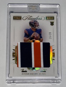 JUSTIN FIELDS 2021 PANINI FLAWLESS Football  GOLD JUMBO ROOKIE PATCH 3 COLOR /25