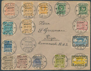 Estland Freimarken MiF Brief diverse Farben Tallinn 1920 Riga (5850) 