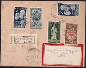 Italia Repubblica, raccomandata del 1951 affrancata fronte-retro -HB91 - Imagen 1 de 3