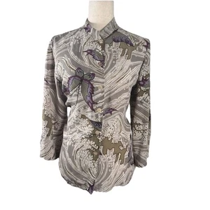Citron Santa Monica Silk Butterfly Blouse Women’s Medium Vintage Luxury Designer - Picture 1 of 10