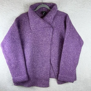 Eileen Fisher Alpaca Wool Silk Blend Italian Yarn Open Cardigan Chunky Women M - Picture 1 of 16