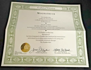 Certificado Franklin Mint "MOONSTRUCK" SOLAMENTE - Imagen 1 de 4
