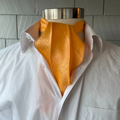 Vintage Bright Tangerine Textured Satin Mens Swanky Cravat 38.5 x 2.5 Paul Lynde - Image 1 of 3
