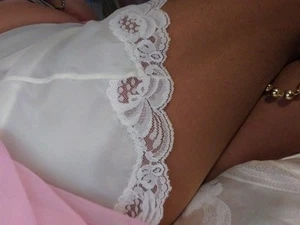 VTG Satin Shiny Semi See Thru Chantilly Lace Mini Petti Slip Tissue Nylon Frilly - Picture 1 of 19