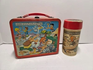 Vintage The Flintstones & Kids Metal Lunchbox with Thermos Aladdin 1971 - Picture 1 of 16