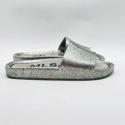Melissa Jelly Sandals Slides Womens 6 Silver MLSA Beach Shine Glitter Shoes - Image 1 of 4