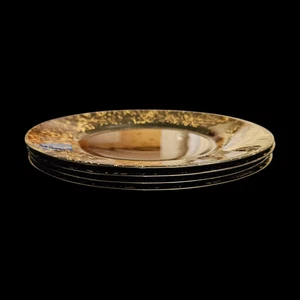 Arcoroc France Black Gold Splatter Glass Salad Plates Set of 4 Vintage 8" - Picture 1 of 4