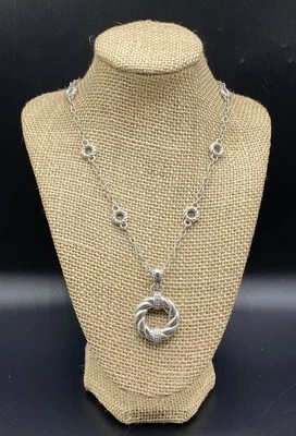 Collar de eslabones colgante círculo texturizado estación circonita cúbica plata esterlina Judith Ripka Foto 1 de 4