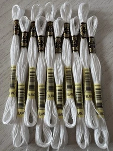 DMC Cotton Embroidery Floss Thread~Lot of 10 Skeins~White 117-BLANC - Picture 1 of 5