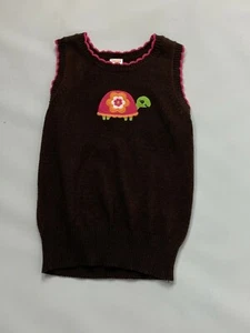 Gymboree Growing Flowers Brown Pink Green Turtle Sweater Vest 5 6 RARE VINTAGE - Picture 1 of 3