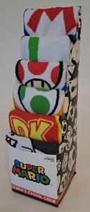 Mens Super Mario Nintendo Sock 6 Pair CREW SOCKS SIZE 8-12 Bioworld Novelty - Picture 1 of 5