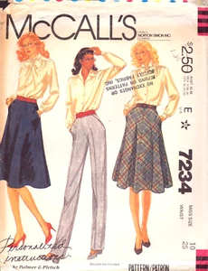 McCall's 7234-Misses' Four Gore Skirt, Pants inset Pockets, Back Zipper- 10 -25" - Picture 1 of 4