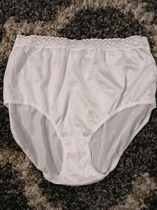 1 Pair PINK brand 100% Nylon Brief Panties, Size 11 Wide Lace White - Picture 1 of 4