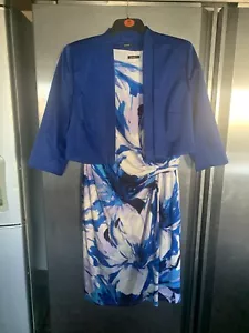Unworn Wedding Dress & Jacket Outfit Roman Sz18 Bargain Blue & White - Picture 1 of 9