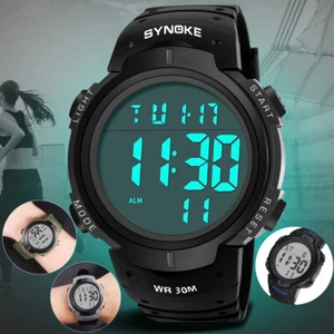 Mens Waterproof Digital Sports Watch LED Screen Large Face Military Watches Gift - Picture 1 of 26