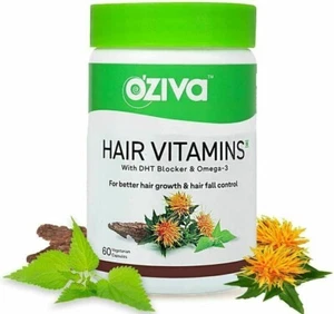 OZiva Haarvitamine (mit DHT-Blocker & Omega 3), 60 Kapseln, besseres Haarwach... - Bild 1 von 4