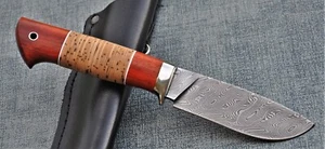 Outdoor Jagd Messer Damast Damaszener Stahl Russland HRC 62 Handarbeit Фазан - Bild 1 von 11
